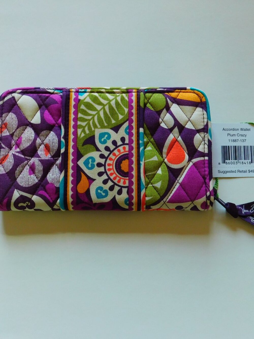VERA BRADLEY Retired Plum Crazy Zip Around Accordion Wallet NWT - Picture 1 of 4